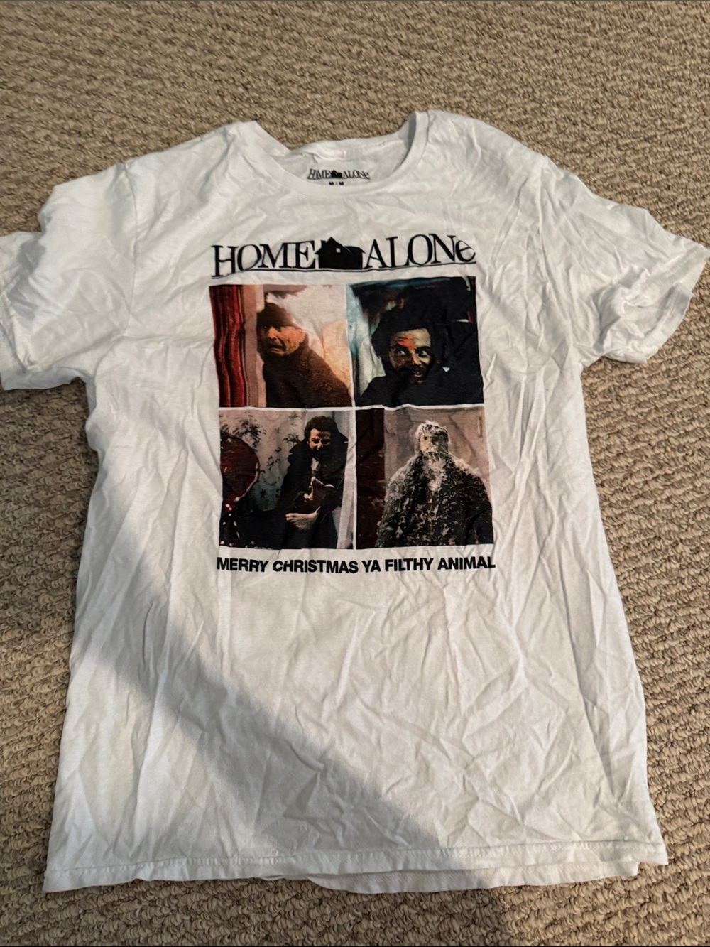 Home Alone White Graphic Tee - Holiday Movie Shirt